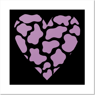 Cow Print Purple Heart Design Posters and Art